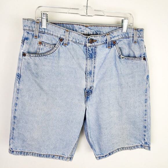 Levi's Orange Tab 505 Light Wash Rigid Denim Dad Shorts Size 36 60s 70s 80s 90s - Picture 1 of 7